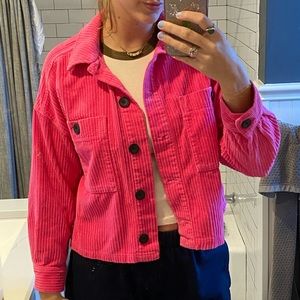 Zara corduroy pink shirt